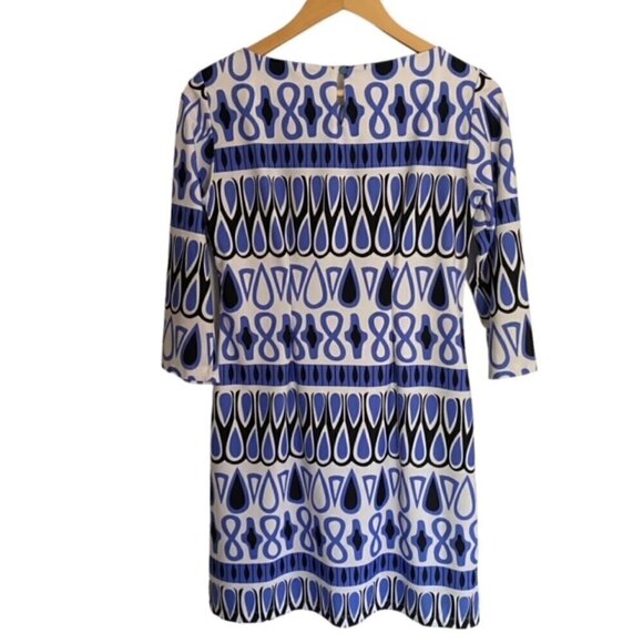 Britt Blue and White Abstract Print Dress XSmall - Picture 3 of 5